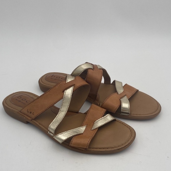 b.o.c. Women's Brown and Gold Sandals women 10M leather casual vacation beach - Picture 1 of 9